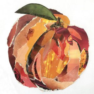 Peach collage made from torn magazine paper